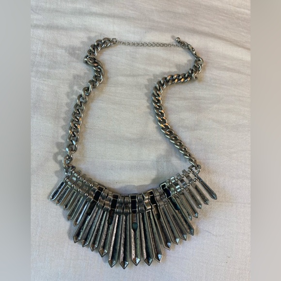 Tribal Necklace with Faux‎ Lapis Lazuli & Faux Turquoise Brutalist Boho - Picture 5 of 7